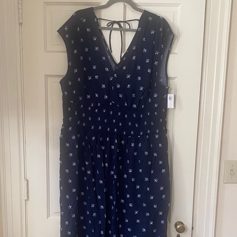 Old Navy Navy Blue Dress with Floral Pattern